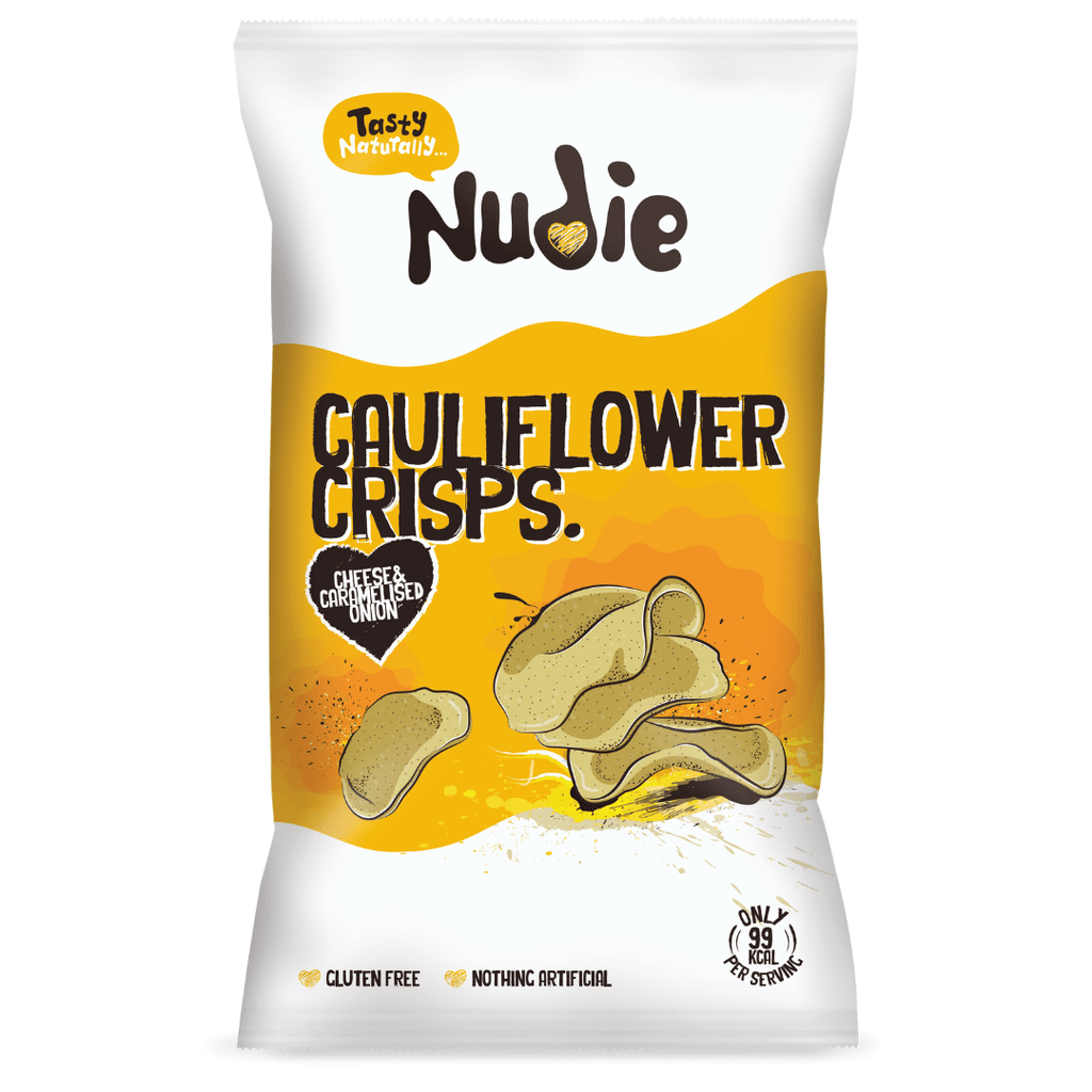 Buy Nudie on Gourmet Rebels - Cheese & Caramelised Flavour Cauliflower Crisps (80g)
