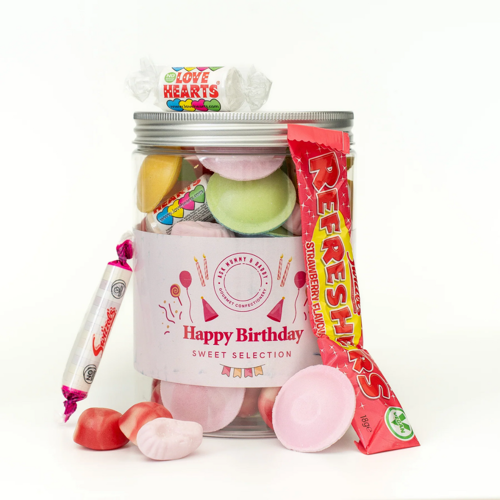 Buy Ask Mummy & Daddy on Gourmet Rebels - Happy Birthday Pink Share Tub (700g)