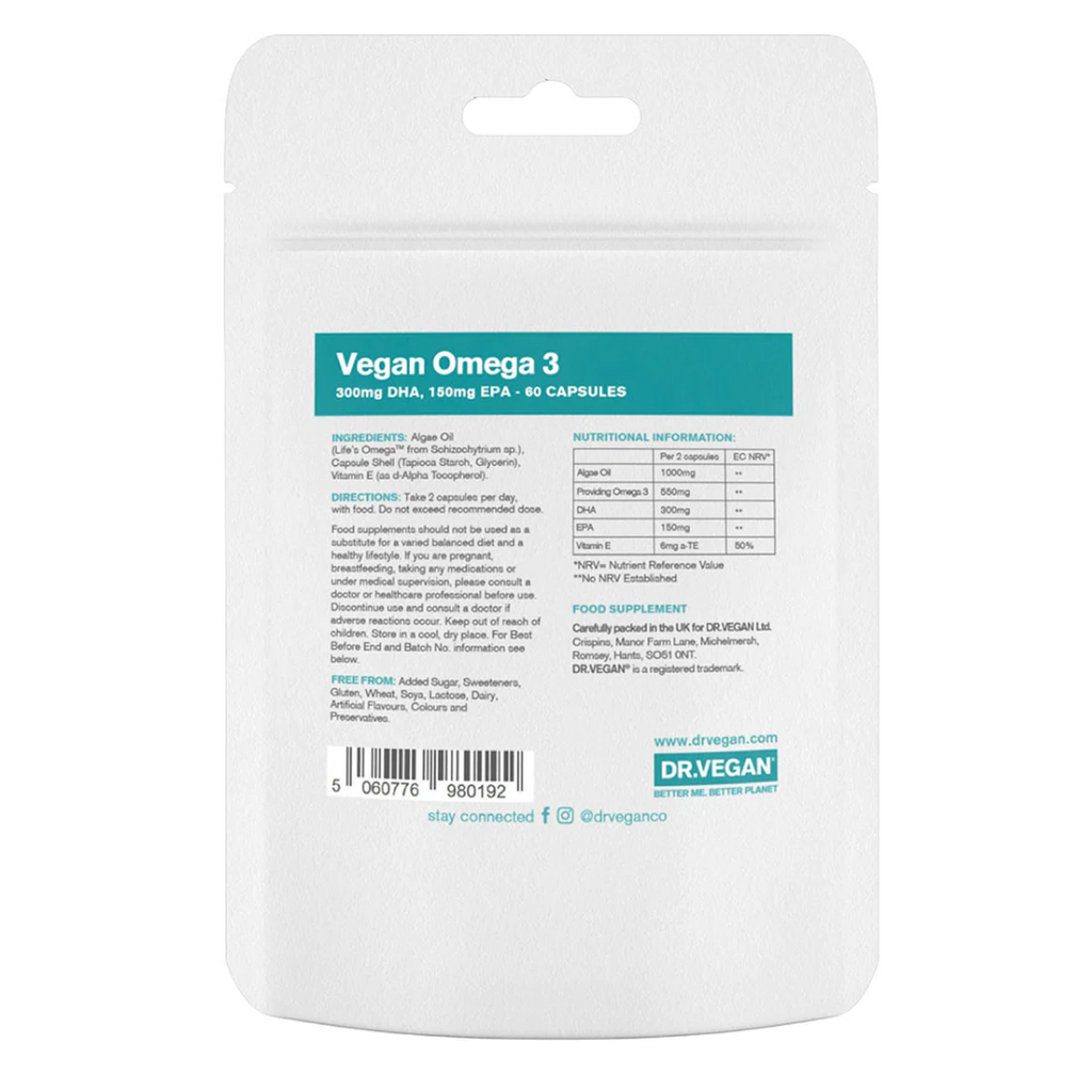 Buy DR.VEGAN® on Gourmet Rebels - Vegan Omega 3 | 300mg DHA, 150 EPA (60 Softgels) 